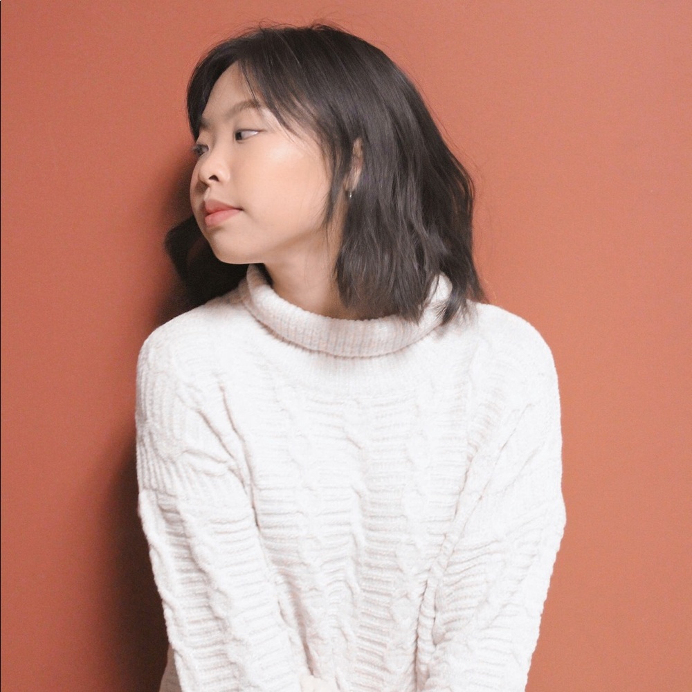 Cream Turtle Neck Slit Mini Dress / Top - Picture 3 of 6